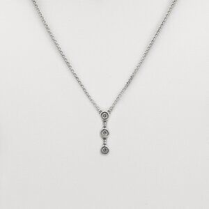 Tiffany & Co. Elsa Peretti 925 Silver 3 Diamond Row Necklace